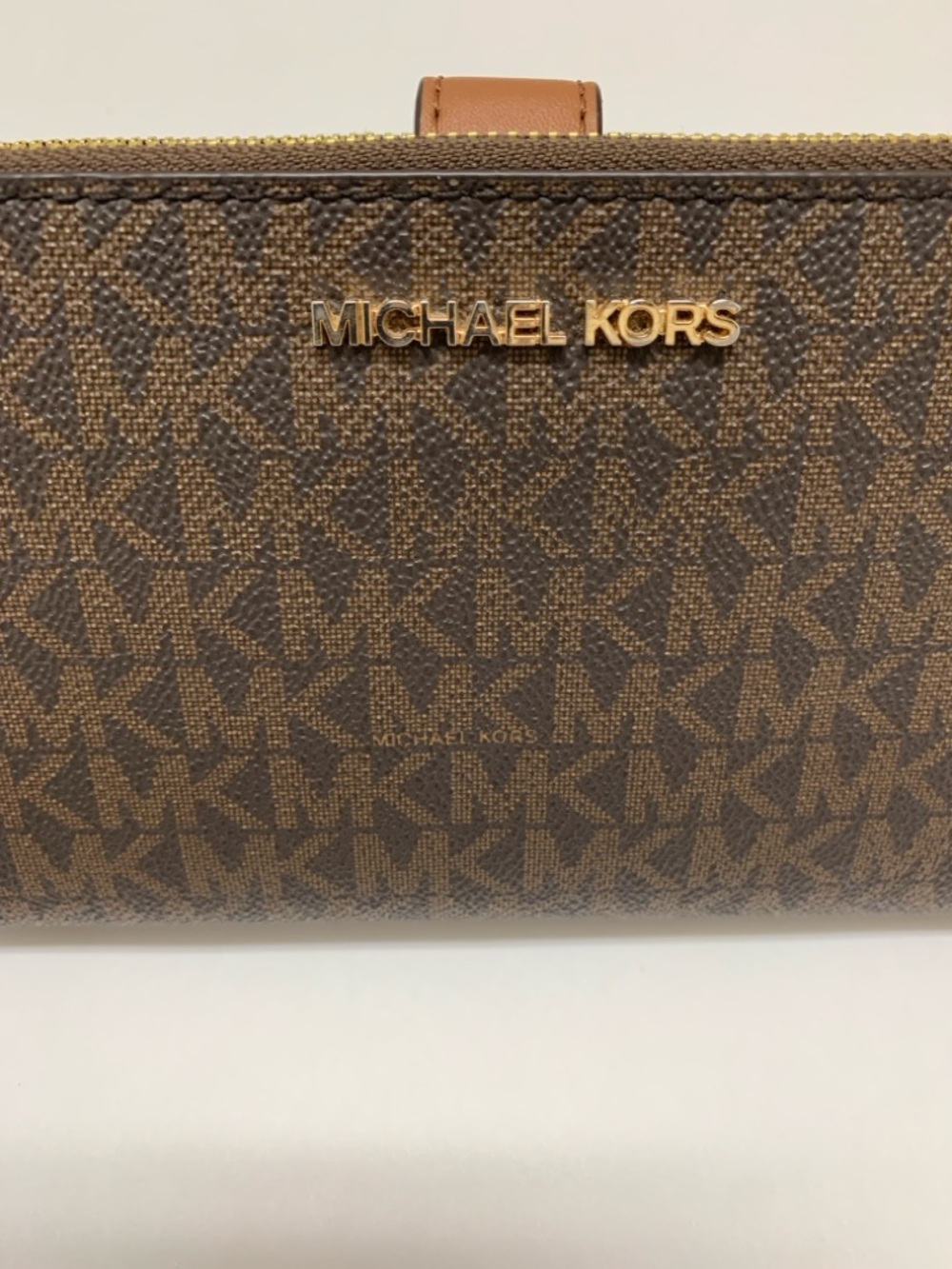 MICHAEL KORS Jet Set Double Zip Wristlet Wallet Brown Monogram Signature Print - Picture 2 of 16